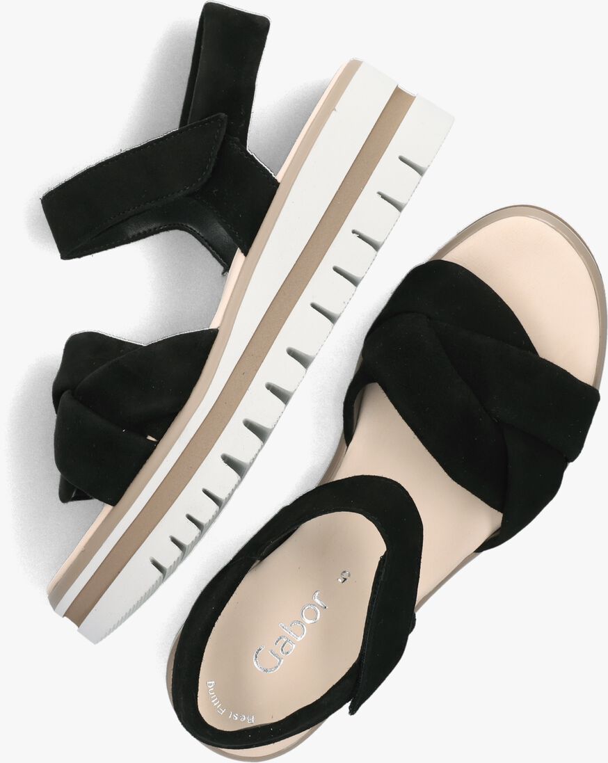 zwarte gabor platte sandalen 622.1