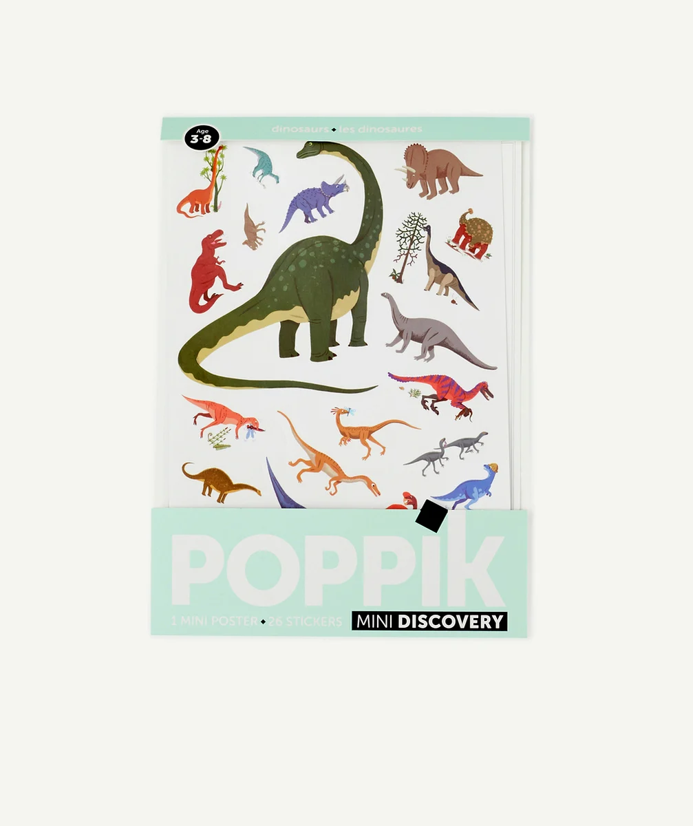 POPPIKMINI POSTER DINOSAURES AVEC 26 STICKERS REPOSITIONNABLES