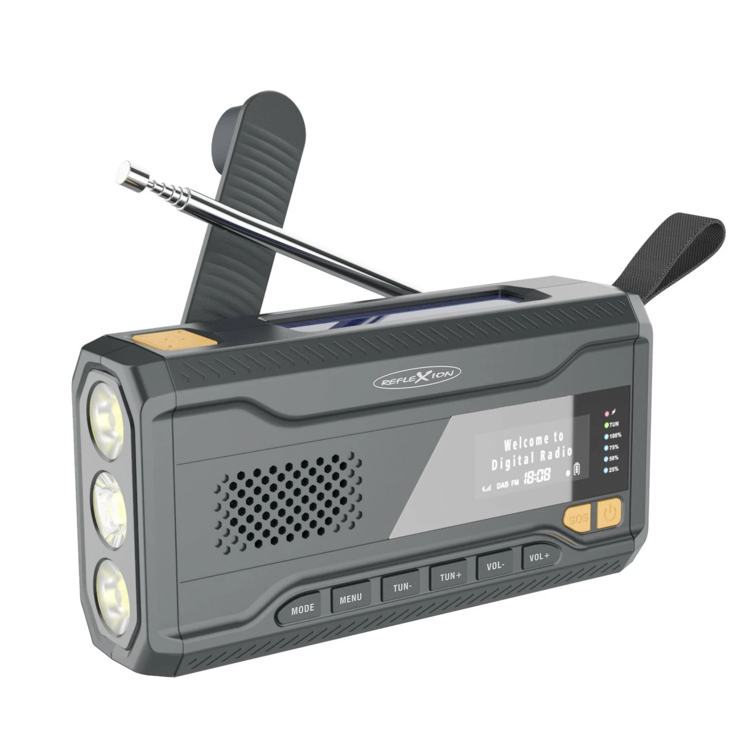 Solarkurbel-Radio mit DAB+ und UKW-Tuner
