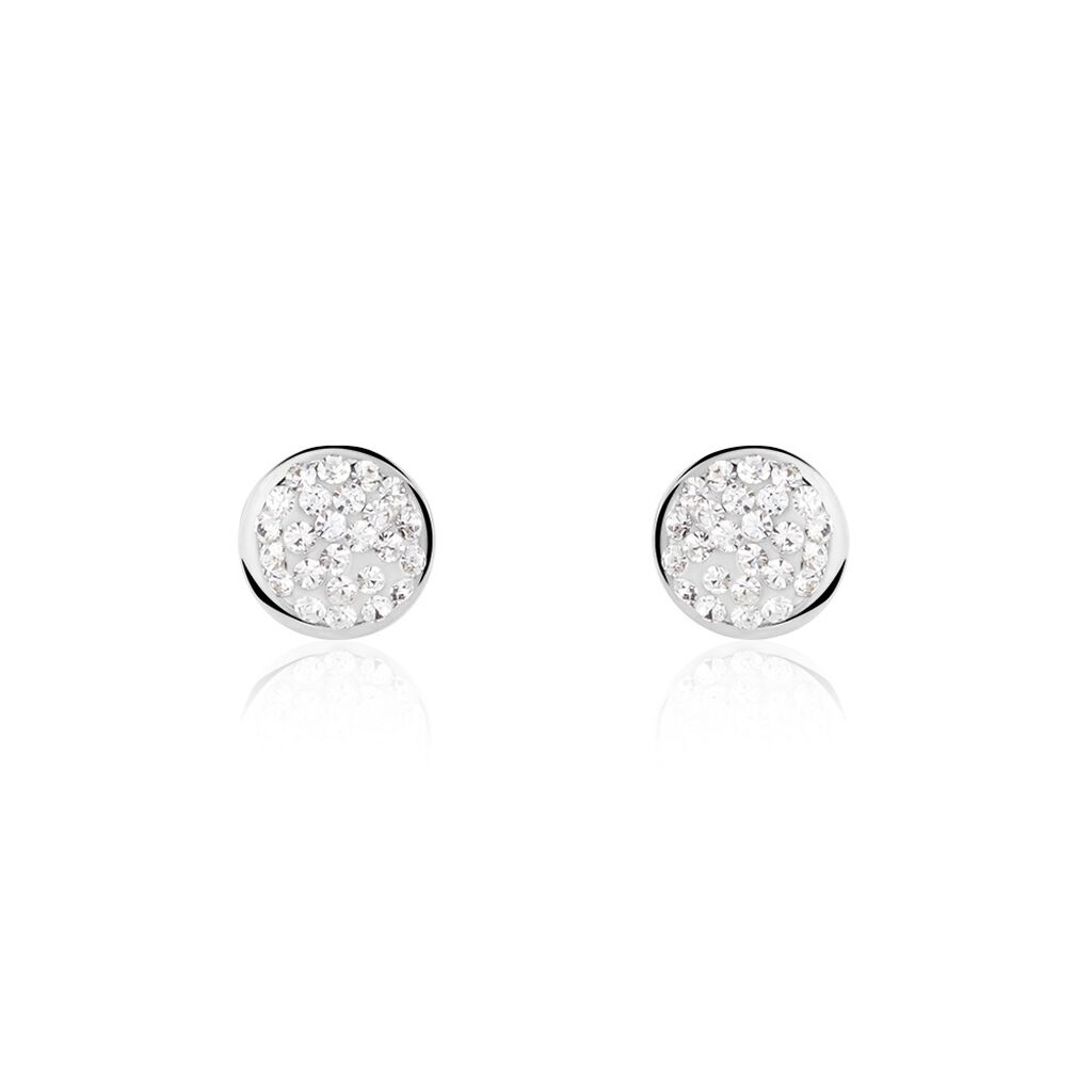 Boucles D'oreilles Puces Or Blanc Strass