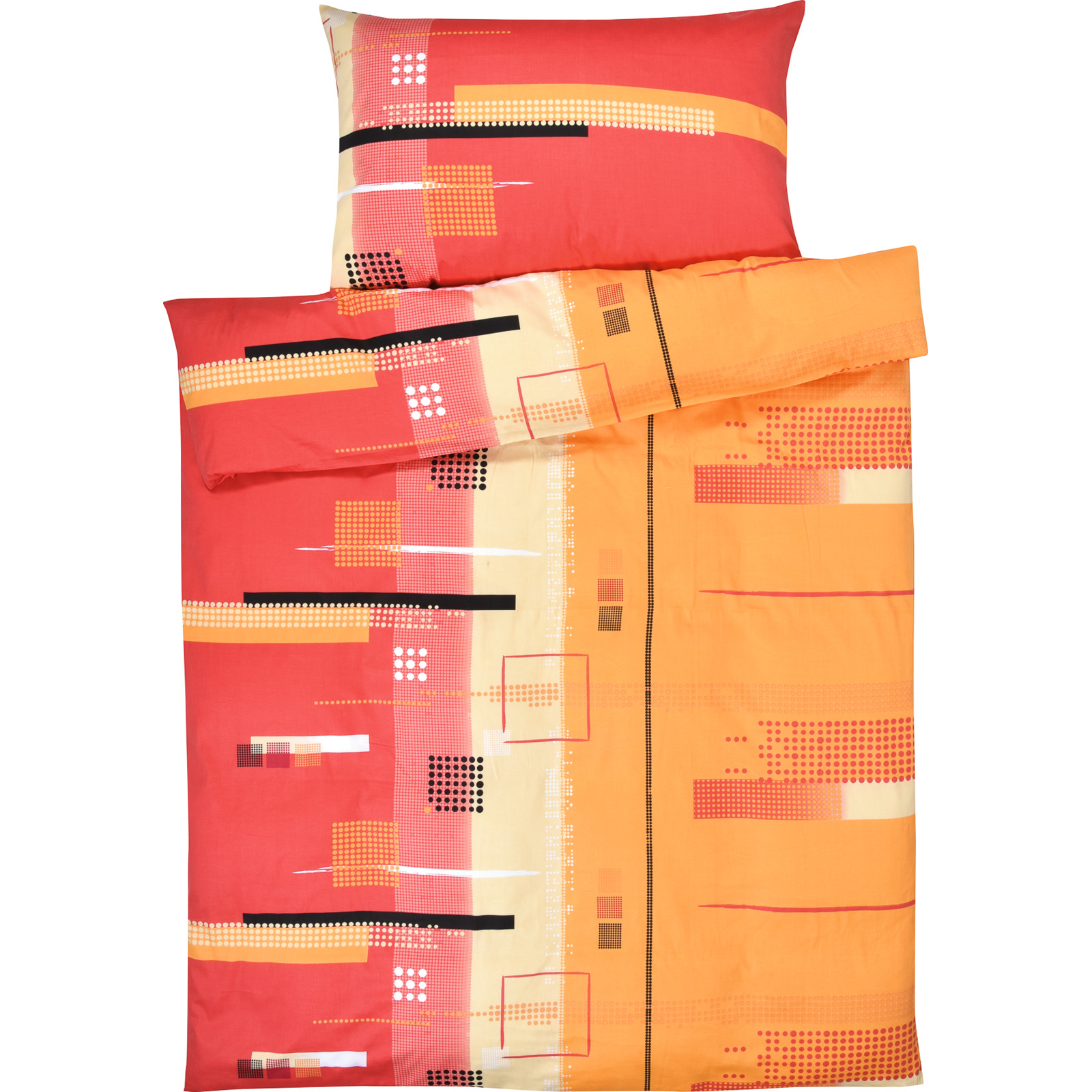Bettwäsche Satin Muster orange 200x210 2x65x65 Bettanzug Fra
