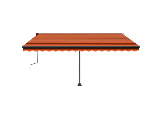 Auvent manuel rétractable avec LED 400x350 cm Orange et marron