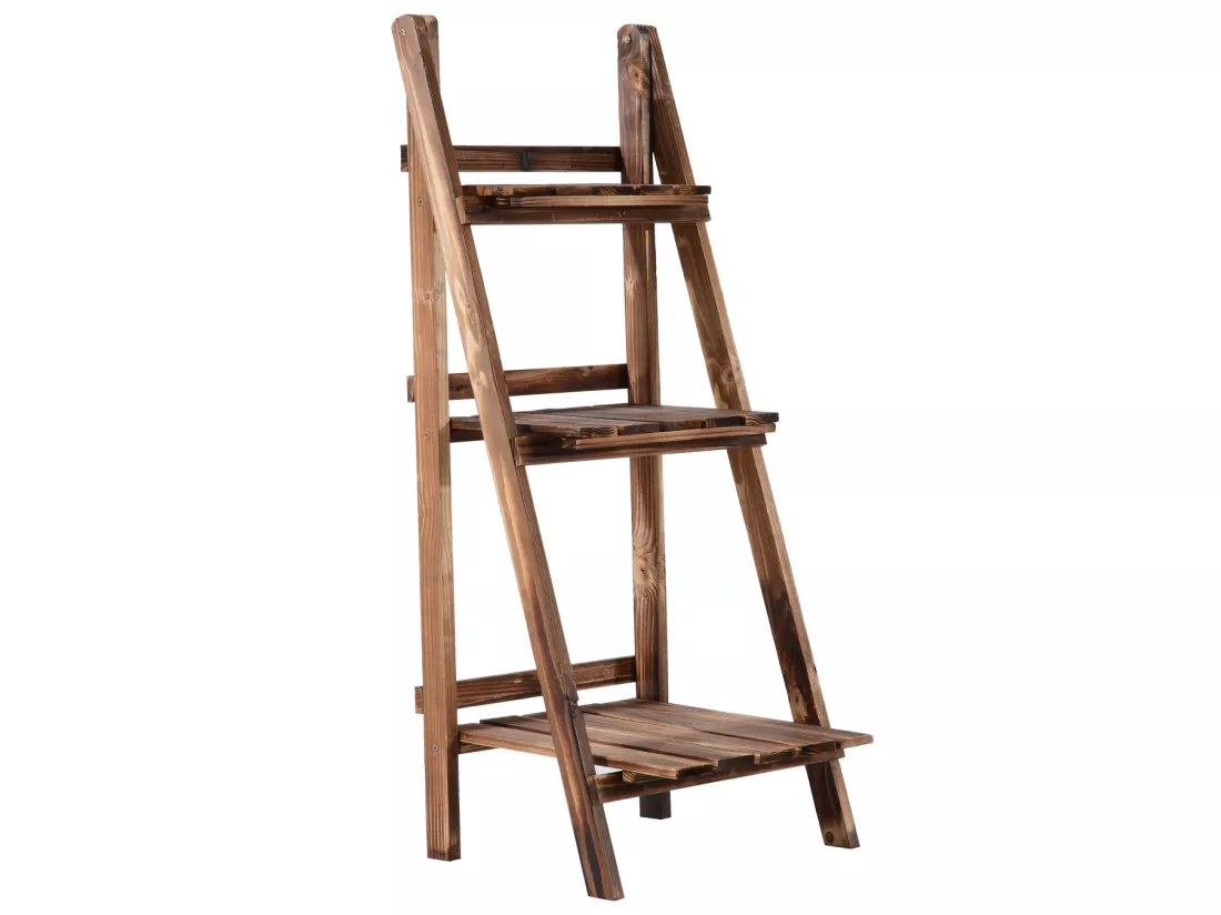 Etagère échelle à fleurs 3 niveaux pliable bois de sapin 40 x 37 x 93 cm charge max. 40 Kg