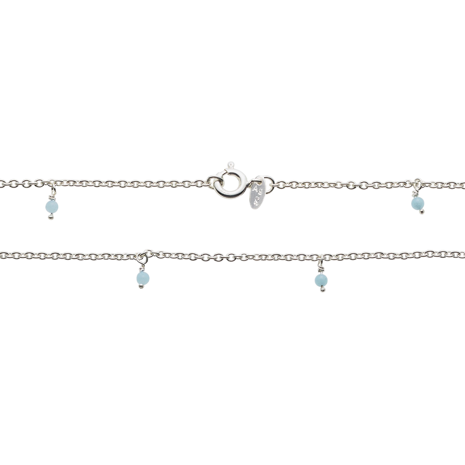 Collier mit 14 Amazonith Steinen, silber