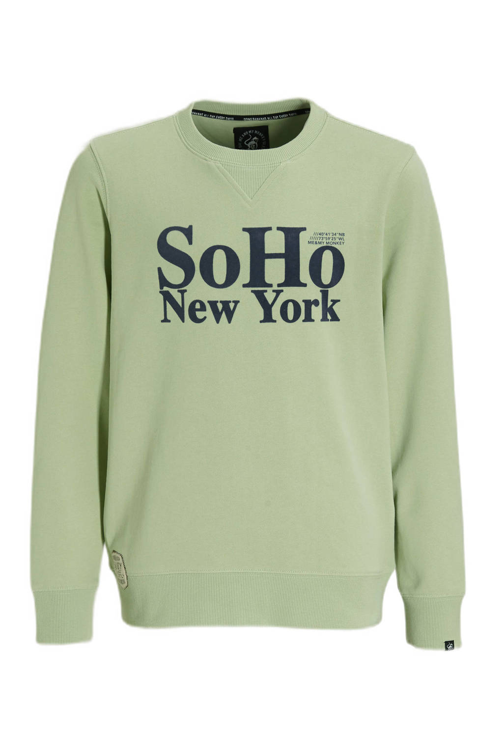 Me & My Monkey sweater Peddy met tekstopdruk groen