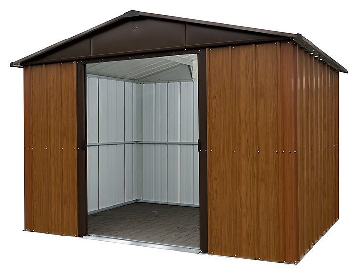 Abri de jardin Yardmaster WGY en métal coloris marron et imitation bois ép.0,3 mm surface extérieure 7,18 m²