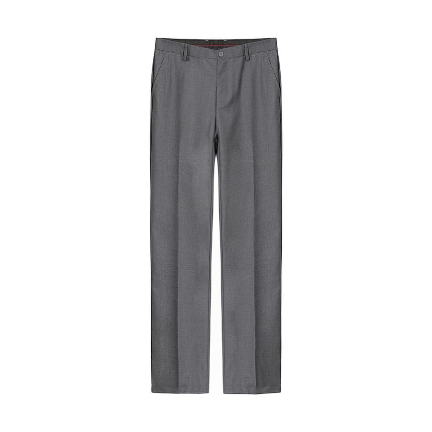 Omozando - Mid Rise Plain Straight Leg Dress Pants