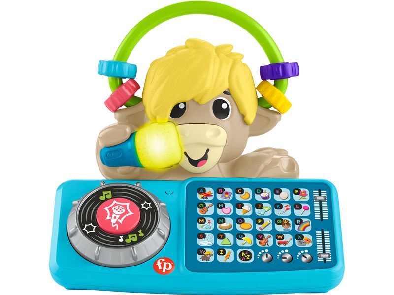 Fisher-Price Beat Bande ABC DJ-Yak Taylor -FR- Interaktives Yak-Lernspielzeug mit über 115 lustigen Liedern, Geräuschen und Sätzen