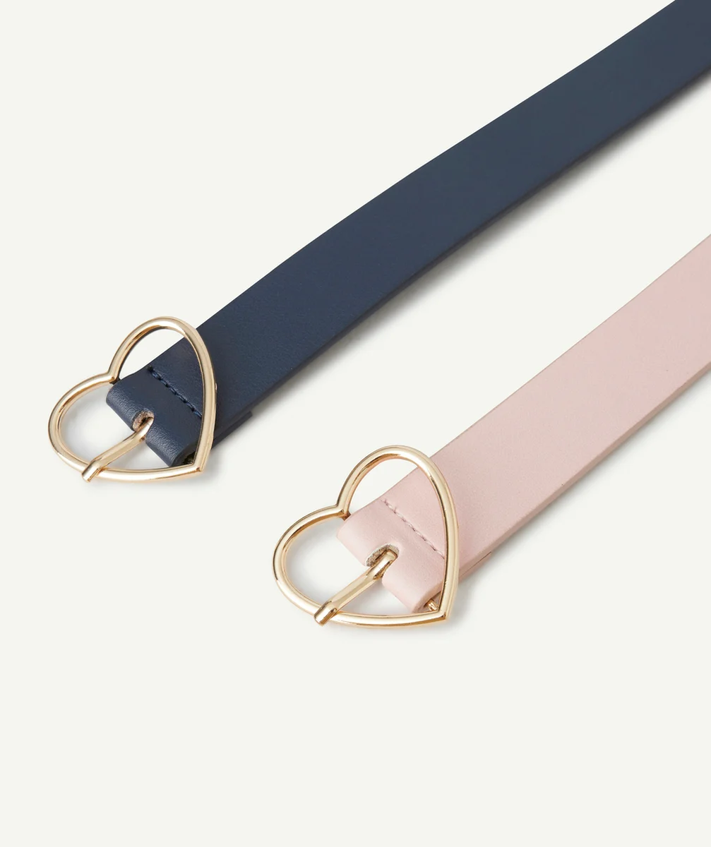 lot de 2 ceintures fille en fibres recyclées rose et bleu marine