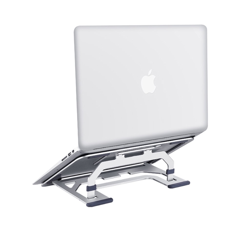 (Bis 40kg) Faltbare 5-Höhen Multi-Winkel Halterung Aluminium Ständer für Laptop / MacBook / Tablet - Silber