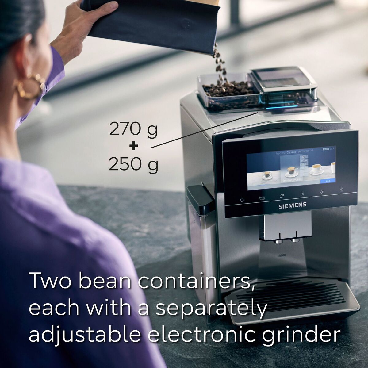 Automatisk kaffemaskin EQ900, rustfritt stål