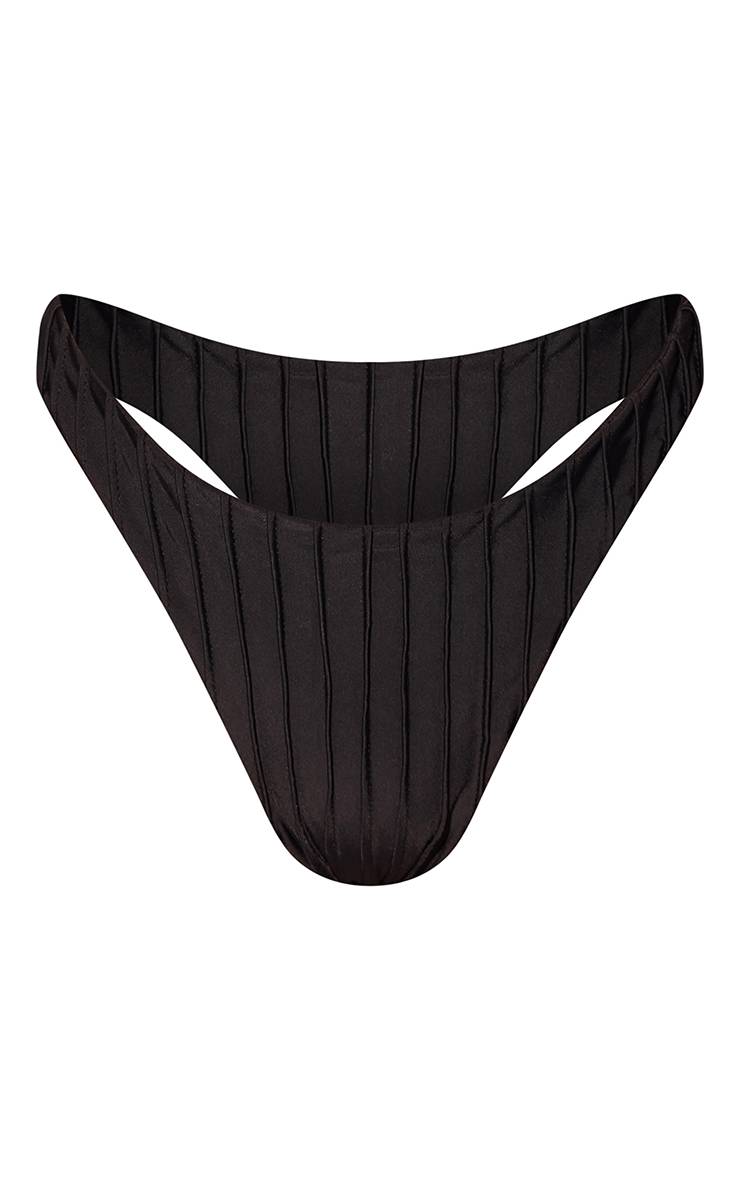 Noir Bas De Bikini Tanga Plissé