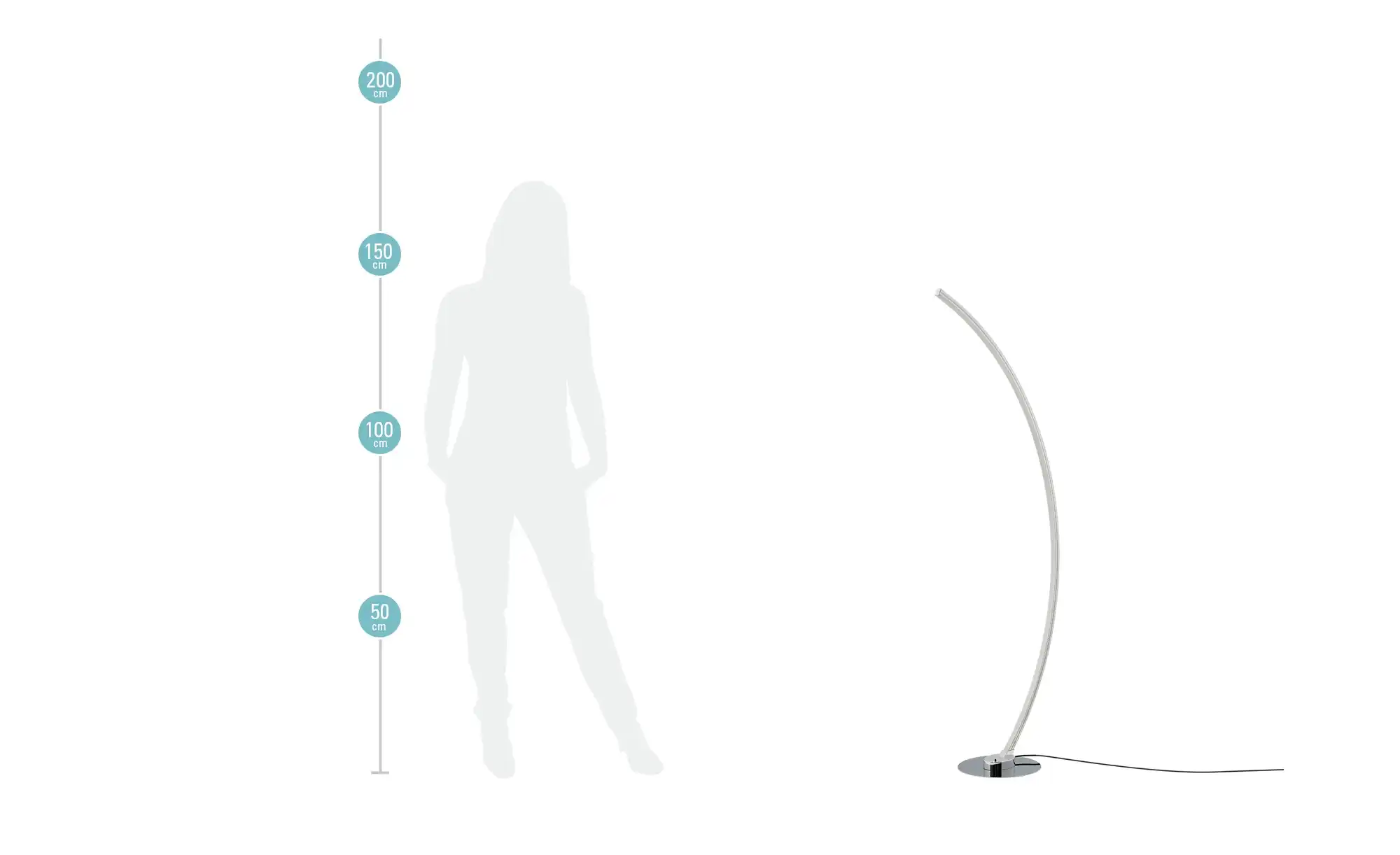 KHG LED-Stehleuchte, chrom mit Farbwechsler