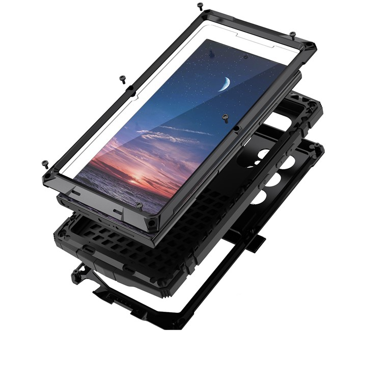 Samsung Galaxy S25 Ultra Hybrid Hardcase Hülle mit Kickstand Aufsteller   Displayschutzglas - Schwarz