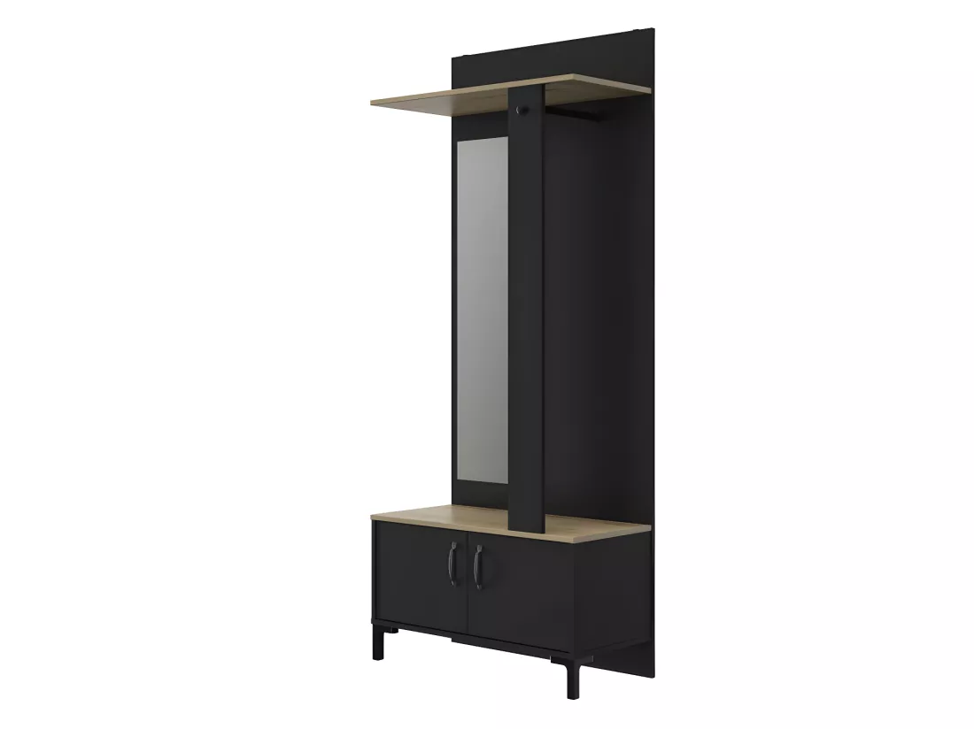 Meuble vestiaire Noir avec miroir - LYON