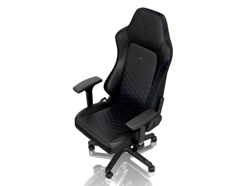 Noblechairs Hero - Stol - ergonomisk - armstøtter - T-formet - vippe - drejeled - aluminium, polyurethan, stål, memory foam, polyuretan vegan falsk læder - sort, blå