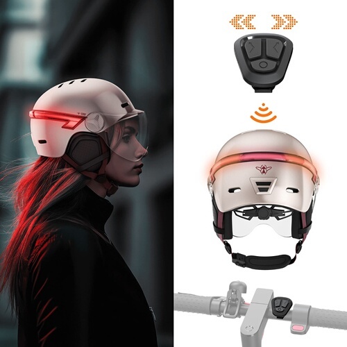 Casque vélo Casr GLOW AVEC LED ET VISIERE ROSE – L