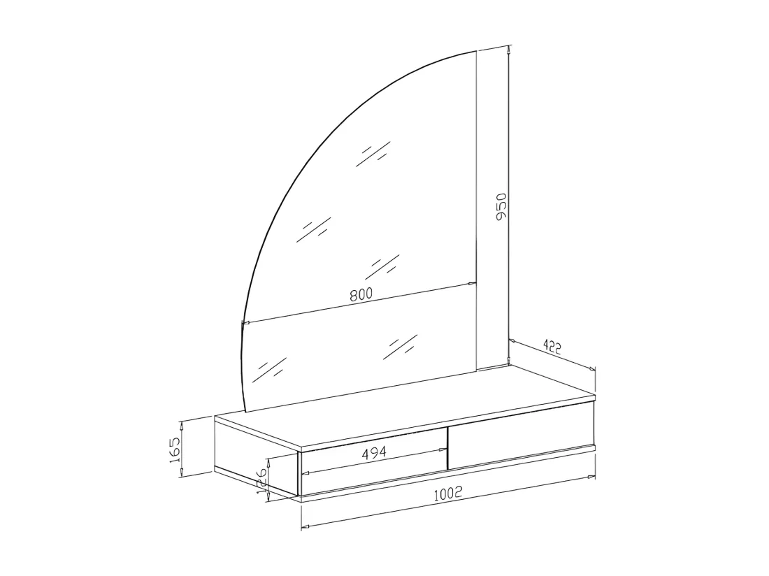 Coiffeuse suspendue avec miroir à LEDs - 2 tiroirs - Blanc brillant - JINEZA