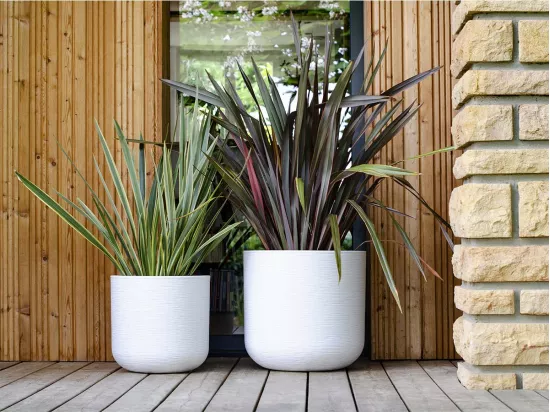 Pot de fleurs rond en plastique Graphit Up blanc cérusé - Ø 50 cm - Eda