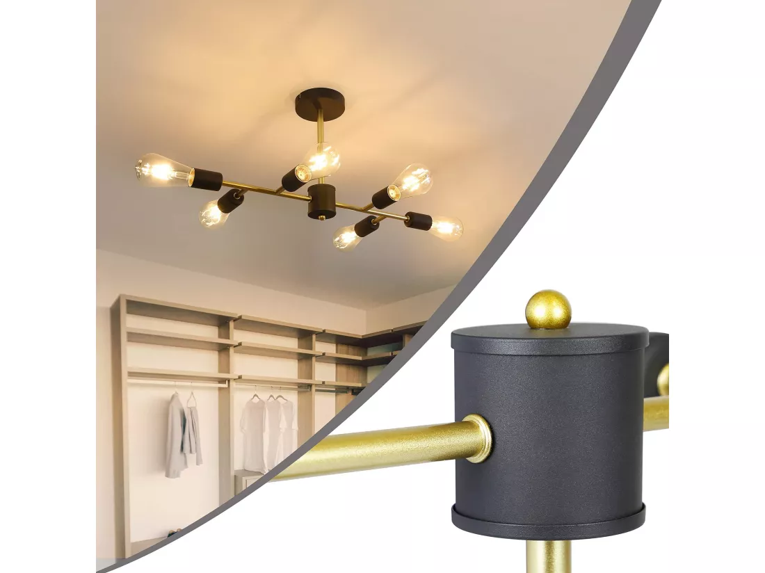 NETTLIFE Plafonnier Noir Lustre Lampe E27 Industriel Chambre Lampe Rétro pour Salon Salle à Manger Couloir Restaurant Hôtel Café