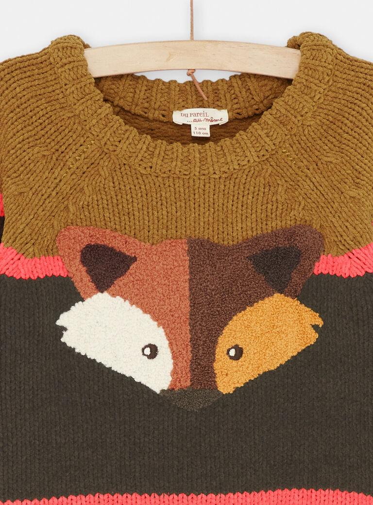 Pull cannelle à motif renard