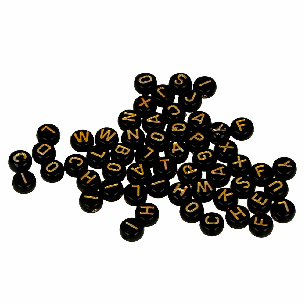 300 perles noires alphabet