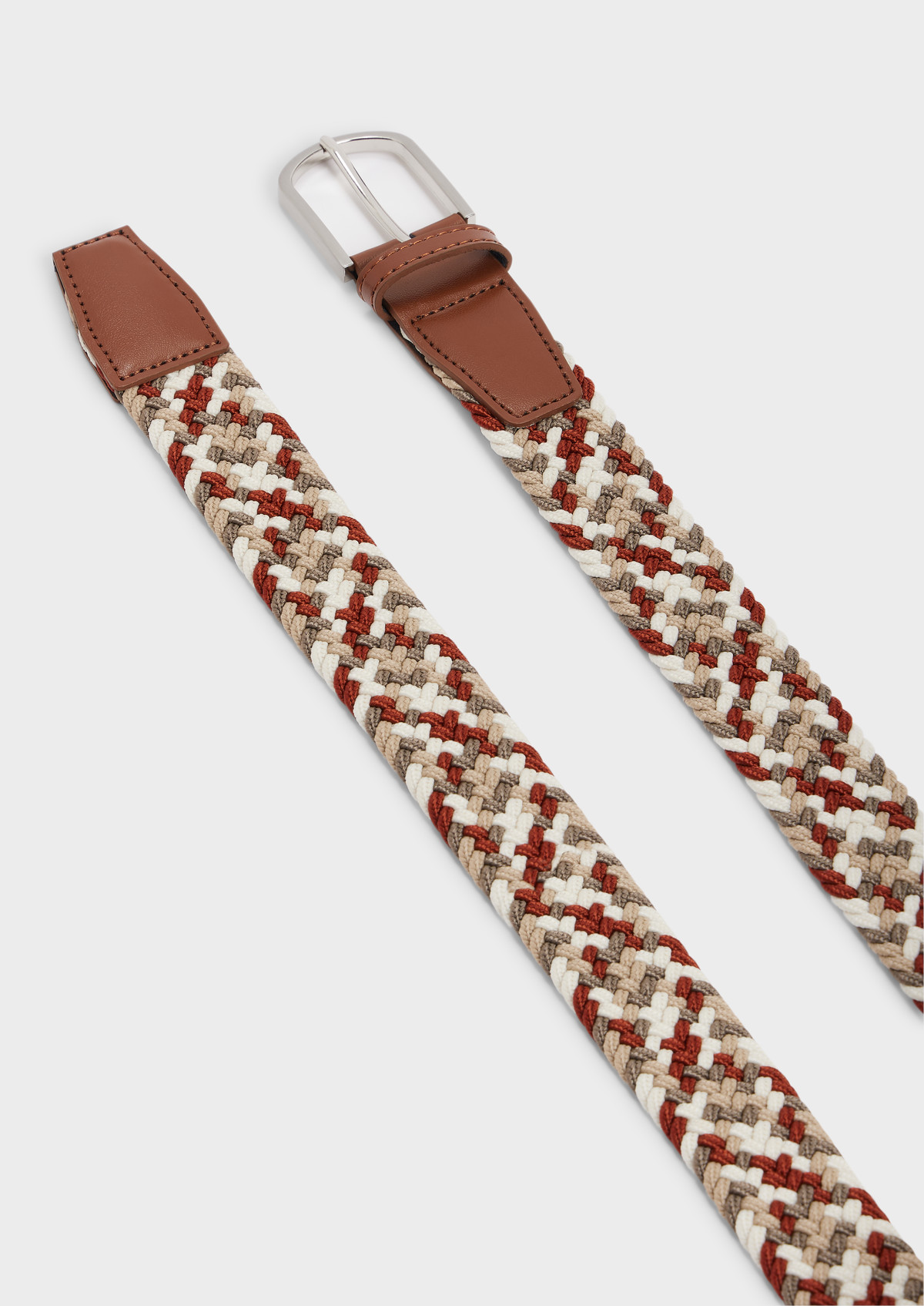 Ceinture tressée terracotta, taupe et blanc
