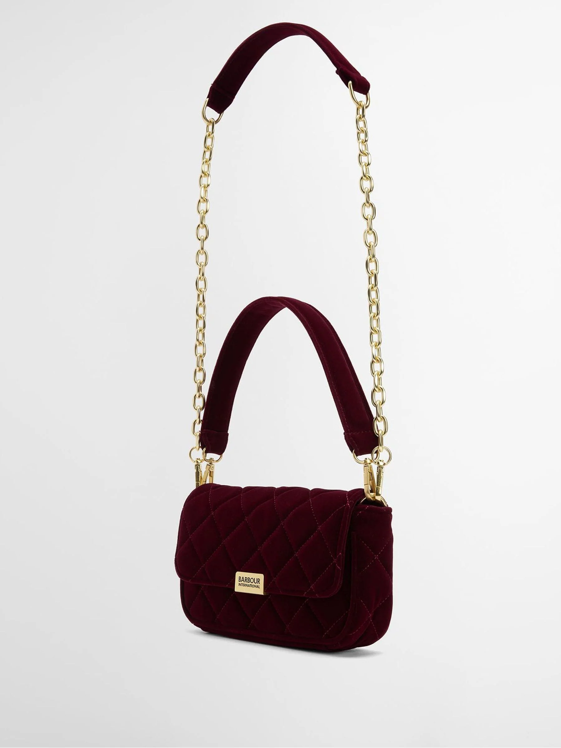 Rood - Barbour® International Quilted Velvet Mini Soho Crossbody Bag