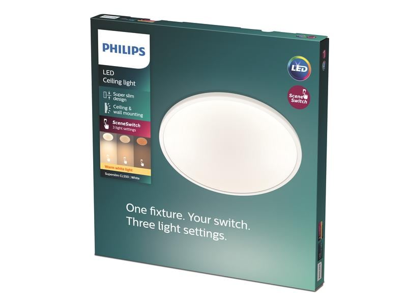 Philips Deckenleuchte LED SceneSwitch CL550 1500 lm 2700K, 3-in-1 LED Leuchte zur Deckenmontage
