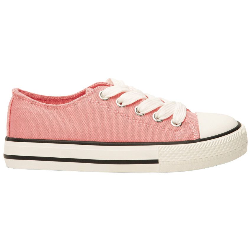 Baskets basses en toile roses avec lacets pour fille - Multicolore