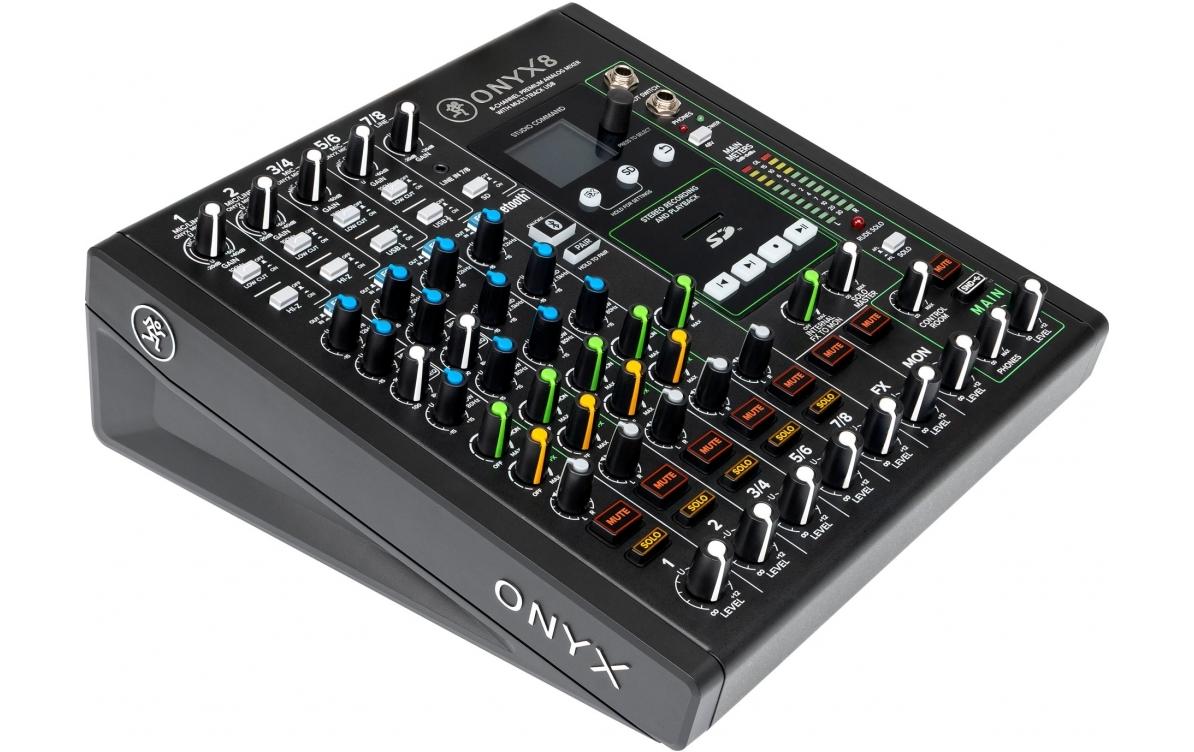 Mischpult ONYX8 8-Kanal<br>Analoges Mischpult mit USB-Multitrack-Recording, SD-Karte-Aufnahme/Wiedergabe und Bluetooth