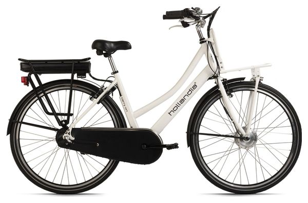 Vélo de ville Pedelec Dame Hollandia Carry On 28  Vélo Electrique Blanc 250 Watt Li-Ion 36V/13 Ah 3 Vitesses