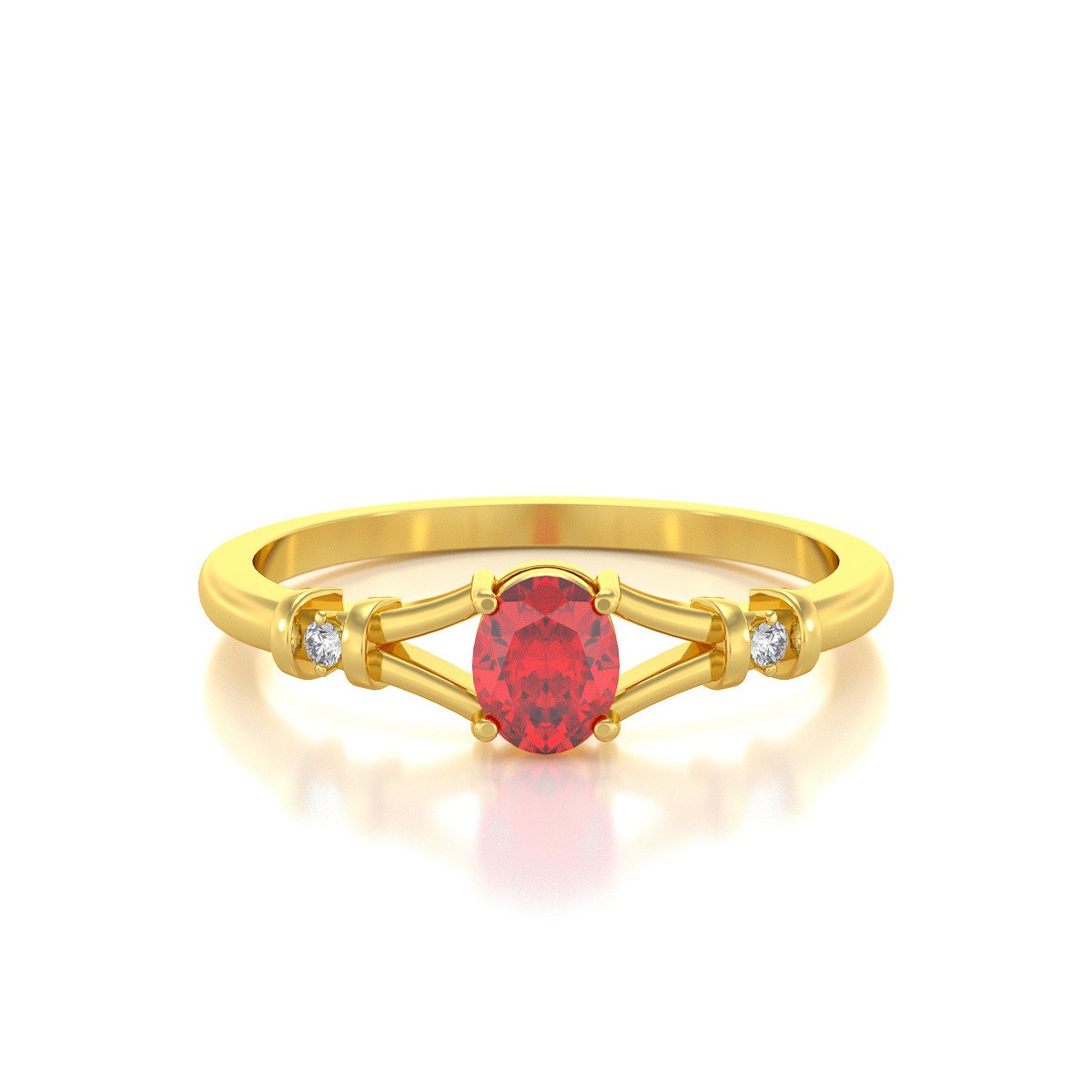 Bague ADEN Or 585 Jaune Solitaire Rubis et diamants 2.094grs