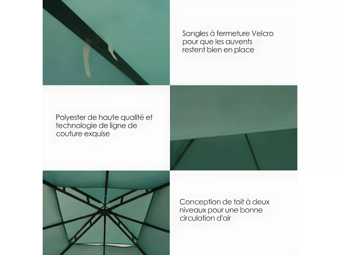 Toile de Rechange en Plastique et vinyle Impérméable de Jardin pour Pavillon Tonnelle 3 x 3 M Vert