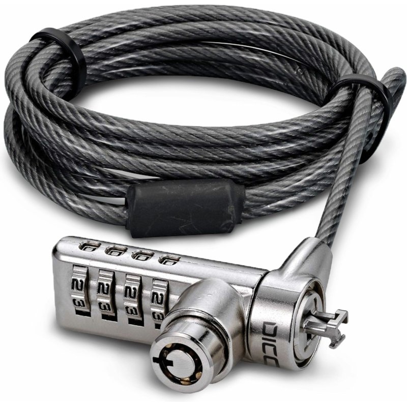 DICOTA D30887 câble antivol Noir, Acier inoxydable 2 m