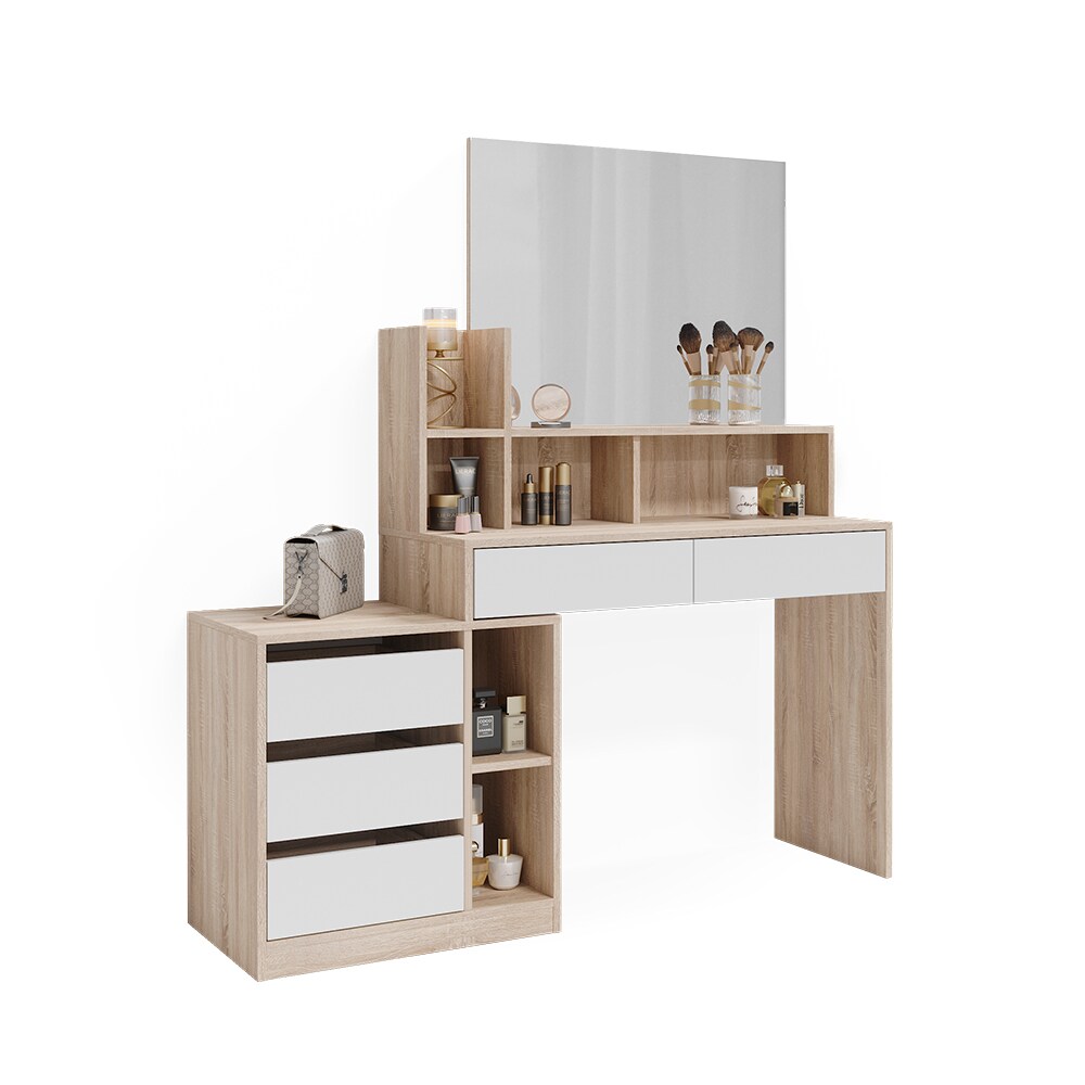 Vicco Schminktisch Anja 139,8 x 115 cm Sonoma Weiß Spiegel Frisiertisch modern