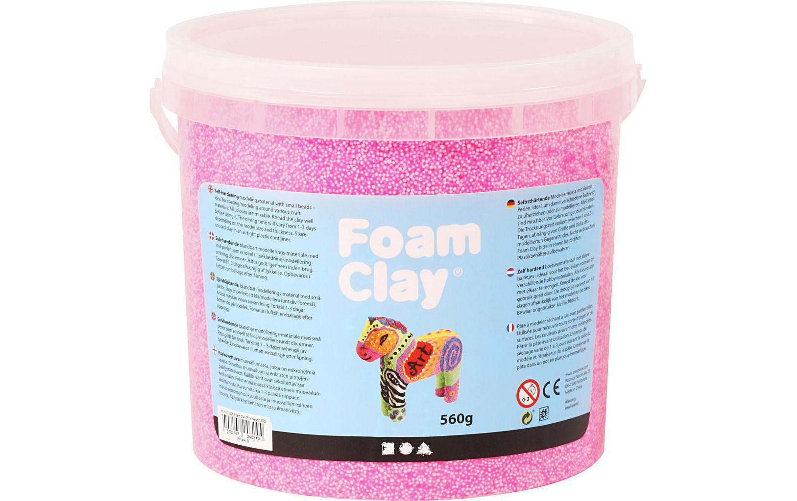 Modelliermasse Foam Clay Neonpink 560 gSelbsthärtende Modelliermasse mit winzigen Styroporkügelchen
