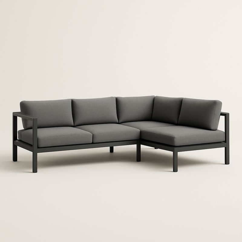 Ecksofa Aluminiumrahmen Stoffbezug 220x160x75 cm Dunkelgrau