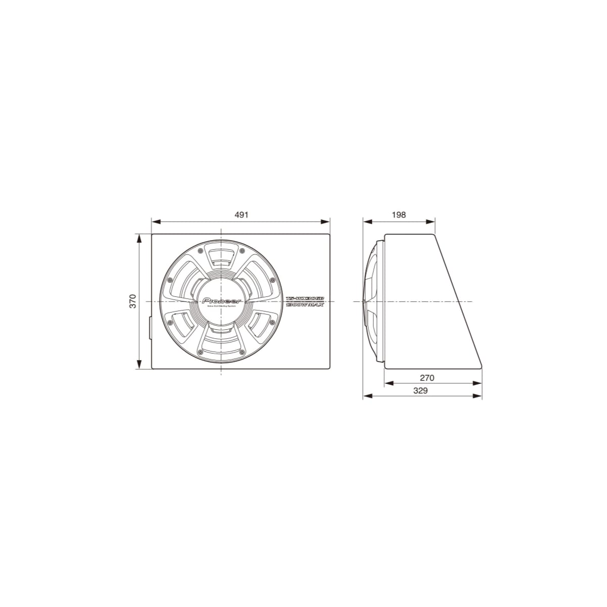 Pioneer TS-WX300A Aktiv subwoofer med innebyggd D-klasse forsterker