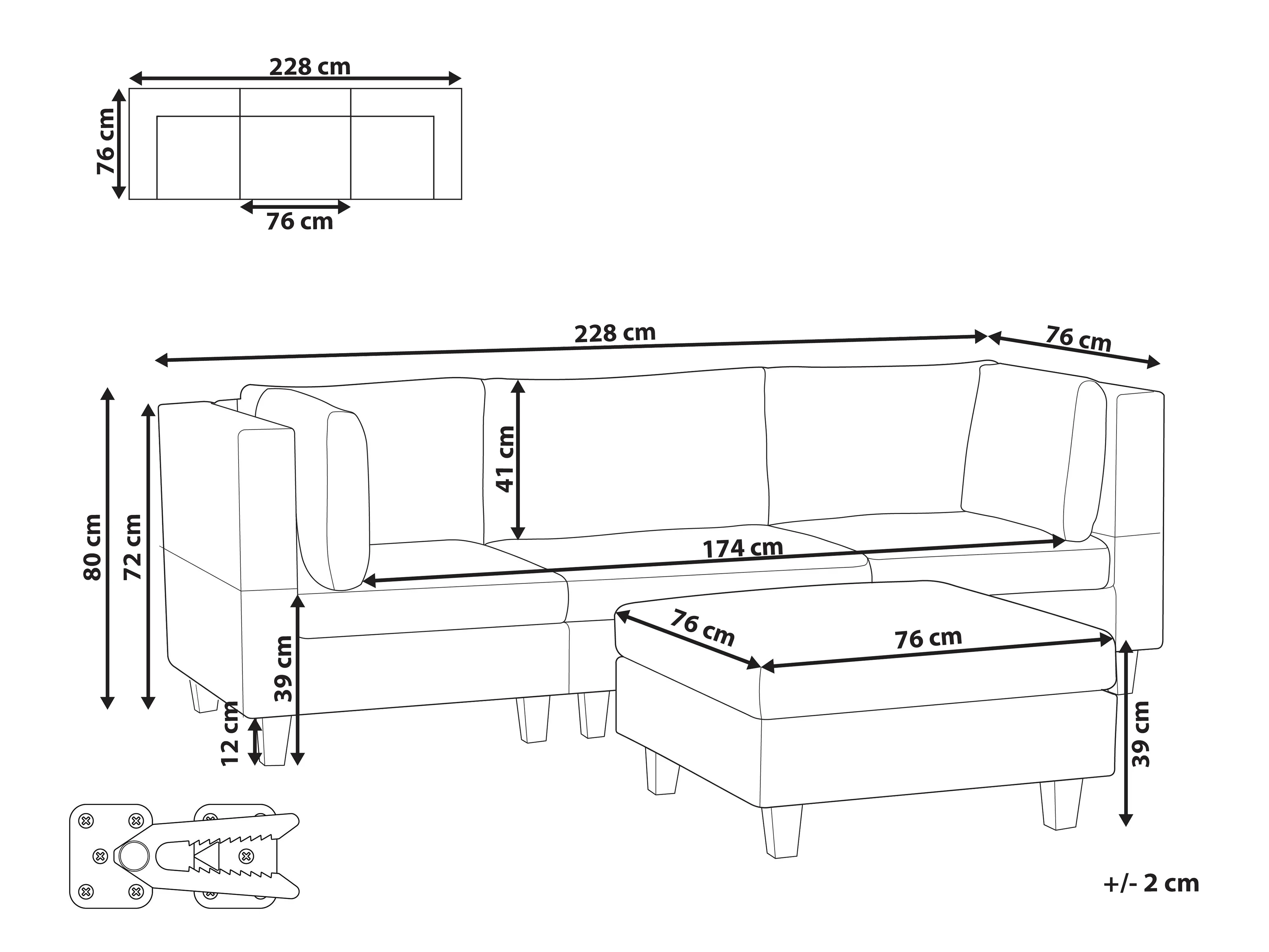 Modulaire bank 3-zits UNSTAD Kunstleer Zwart