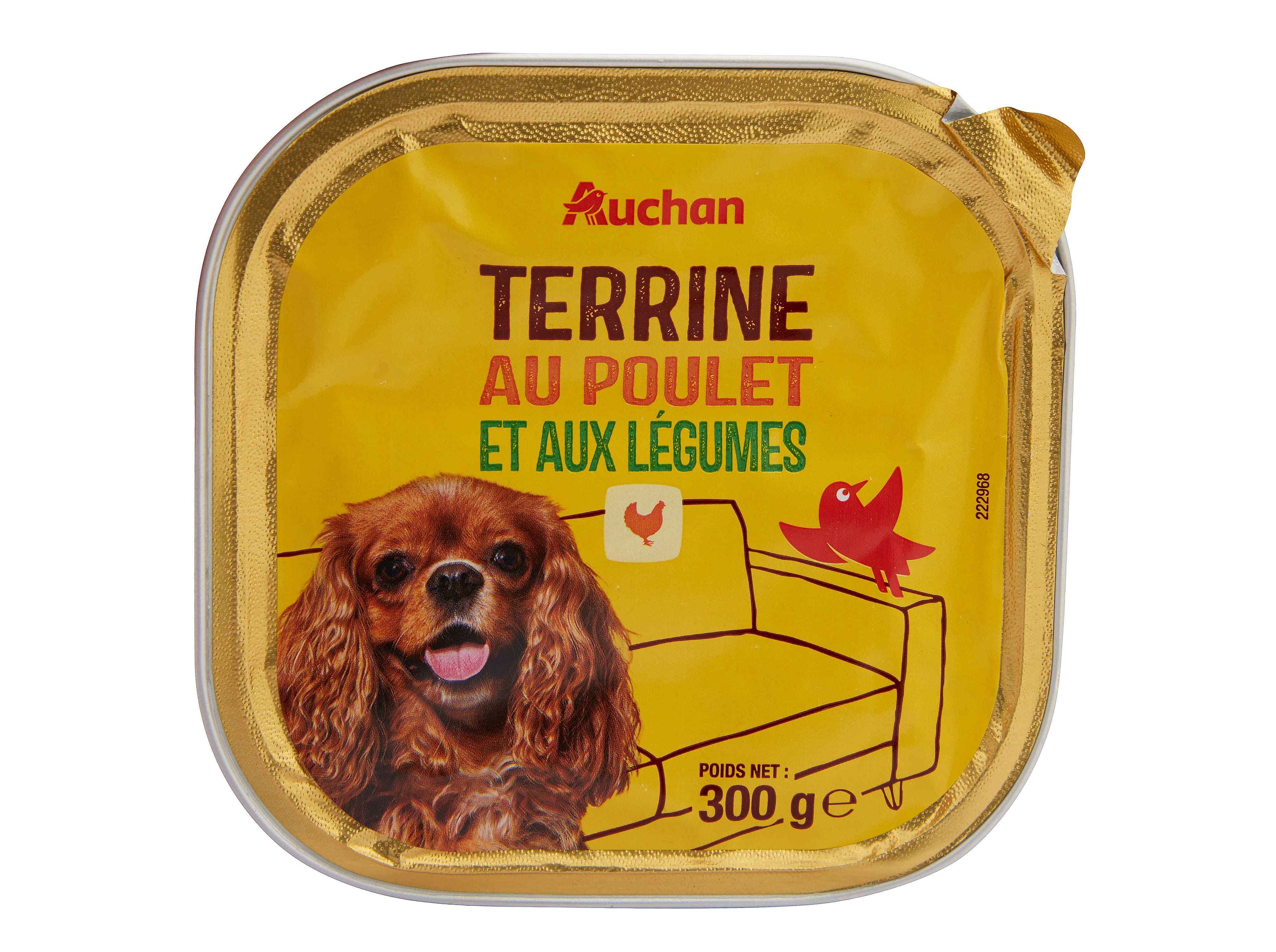 COMIDA HÚMIDA PARA CÃO AUCHAN TERRINA COM FRANGO E COM LEGUMES 300G