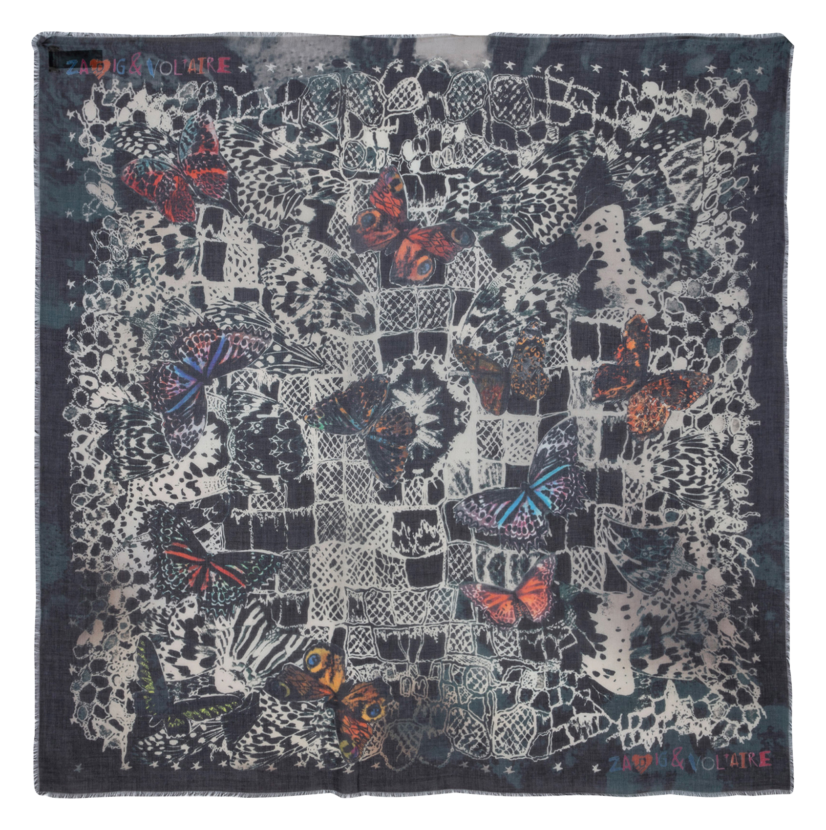 KERRY - Foulard carré imprimé| Bleu