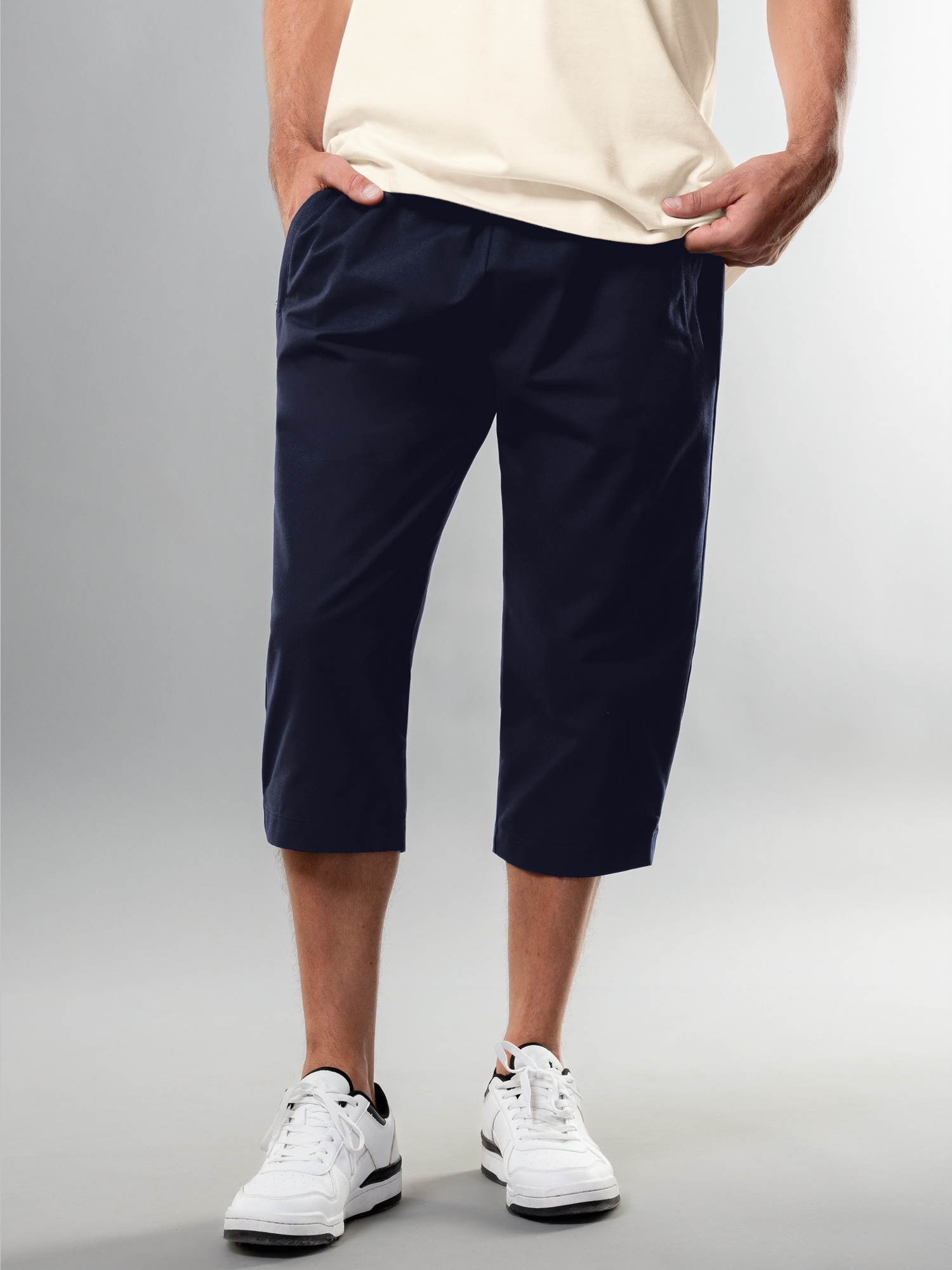 3/4 Freizeithose aus Baumwolle Navy