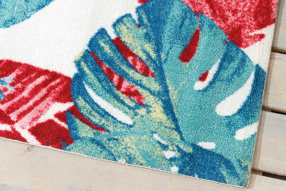 In- und Outdoor Teppich TROPICAL 240x160cm grün pink Blatt florales Design wetterfest