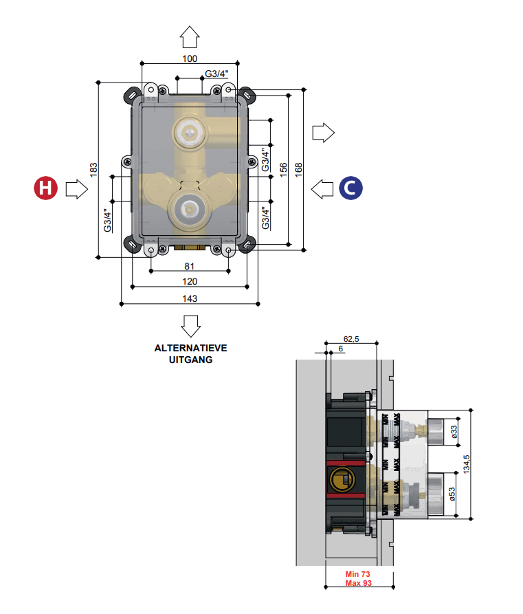 Hotbath Buddy Inbouwbox met 2-weg omstel HB009