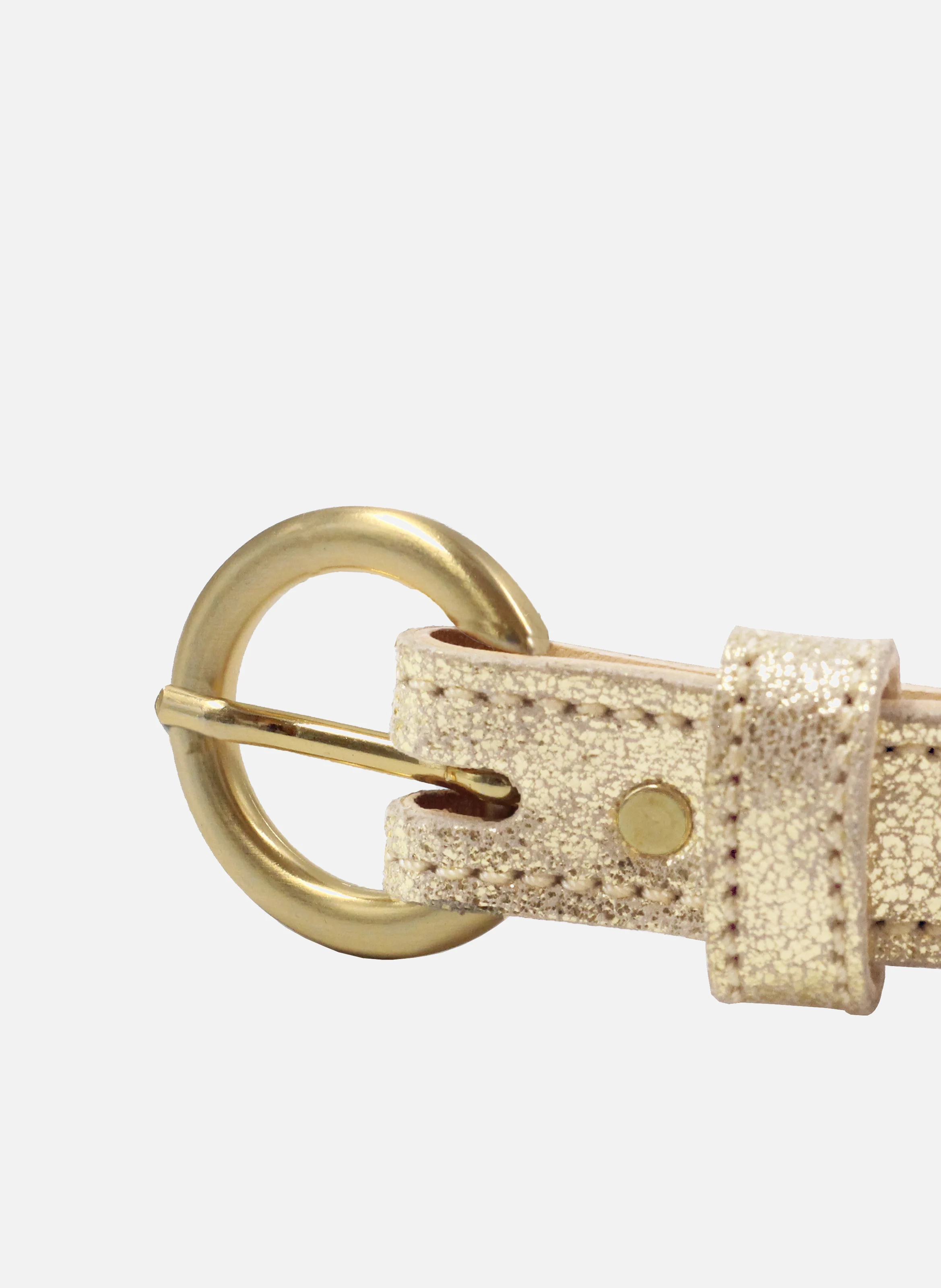 Ceinture boucle d'or cuir métalisé | Doré