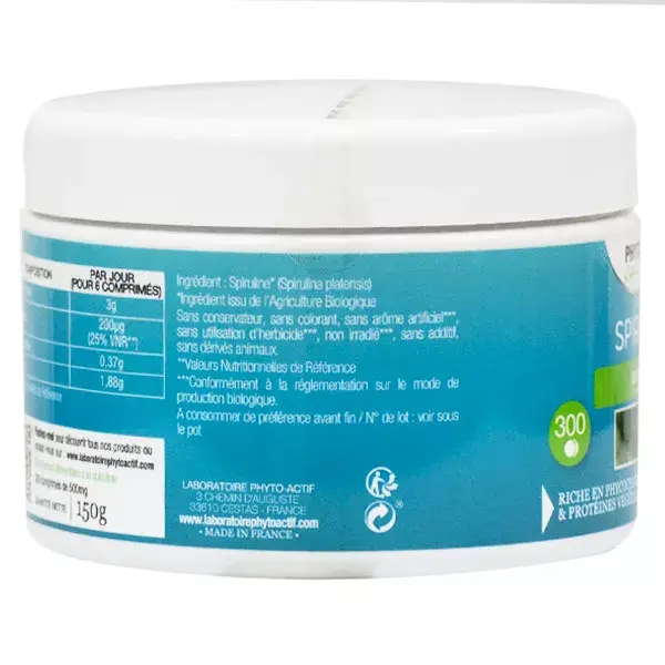 Phytoactif Spirulina Orgânica 300 comprimidos