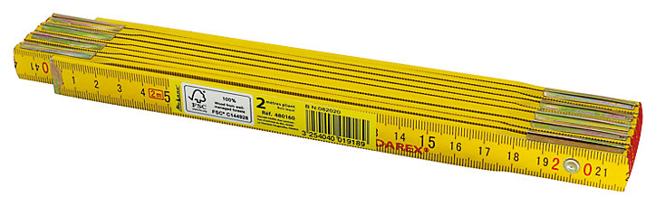Mètre pliant en bois laqué Fischer Darex 2m