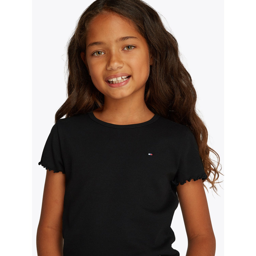 Køb Tommy Hilfiger Black Essential Rib Top SS
