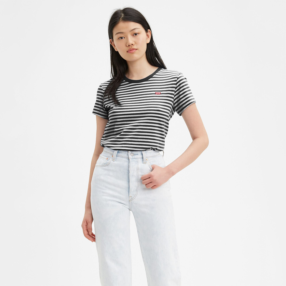 LEVI'S<br>T-shirt com strepen, logo op borst